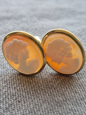 Vermeil Real Cameo Stud Earrings - Women's Jewelry